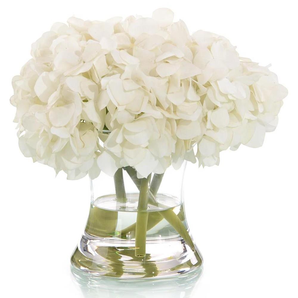 what article hydrageneas in a clear with faux water