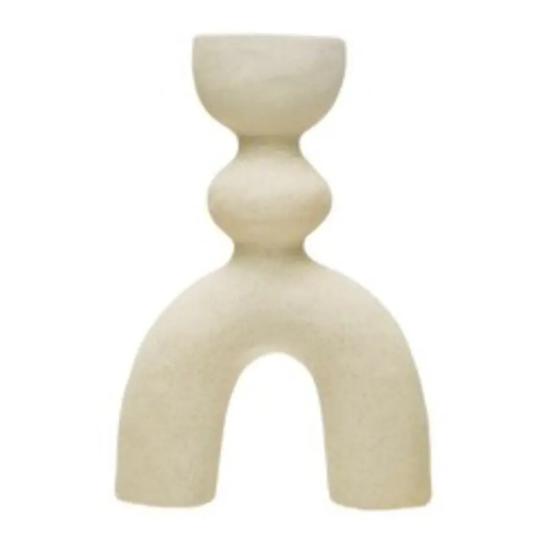 Varmdo Textured Stoneware Vase – Abstract Beige Decorative Flower Holder