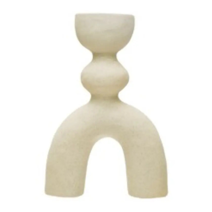 Varmdo Textured Stoneware Vase – Abstract Beige Decorative Flower Holder