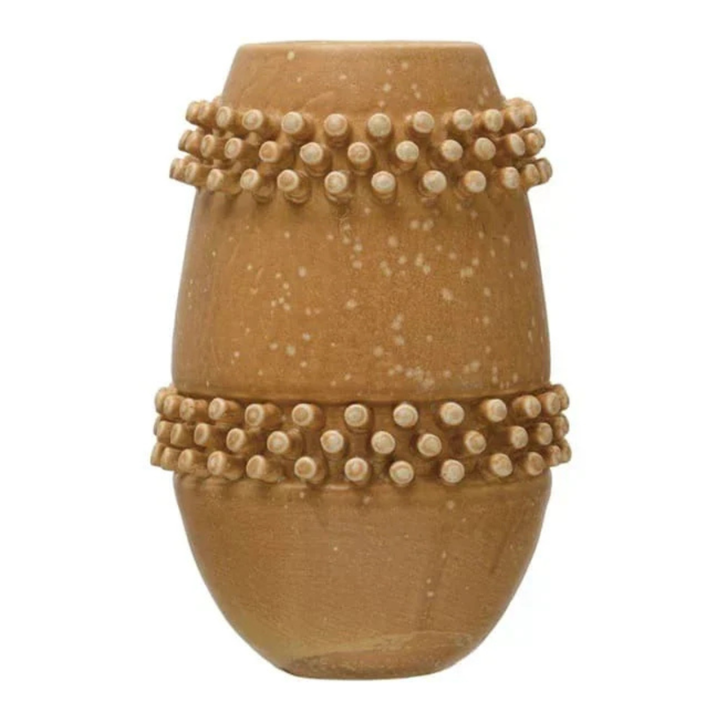 Decorative Tribeca Stoneware Vase – Textured Raised Dot Design with Reactive Glaze