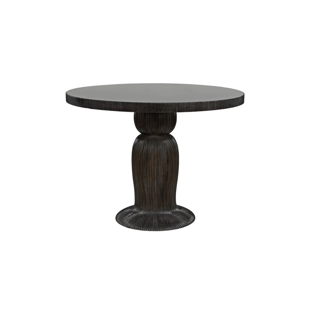 Portobello Dining Table, Hand Rubbed Black with Light Brown Trim