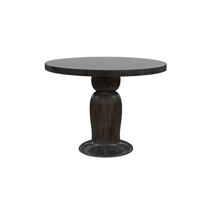Portobello Dining Table, Hand Rubbed Black with Light Brown Trim