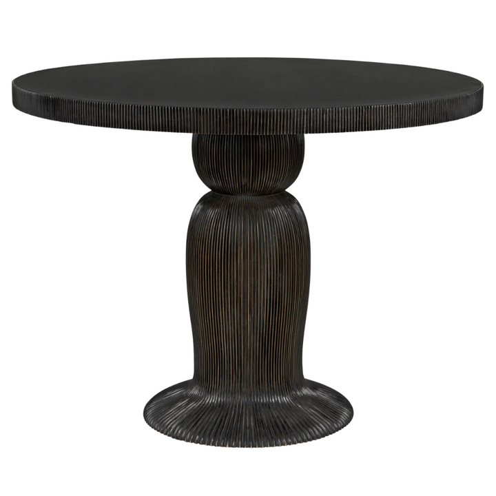 Portobello Dining Table, Hand Rubbed Black with Light Brown Trim