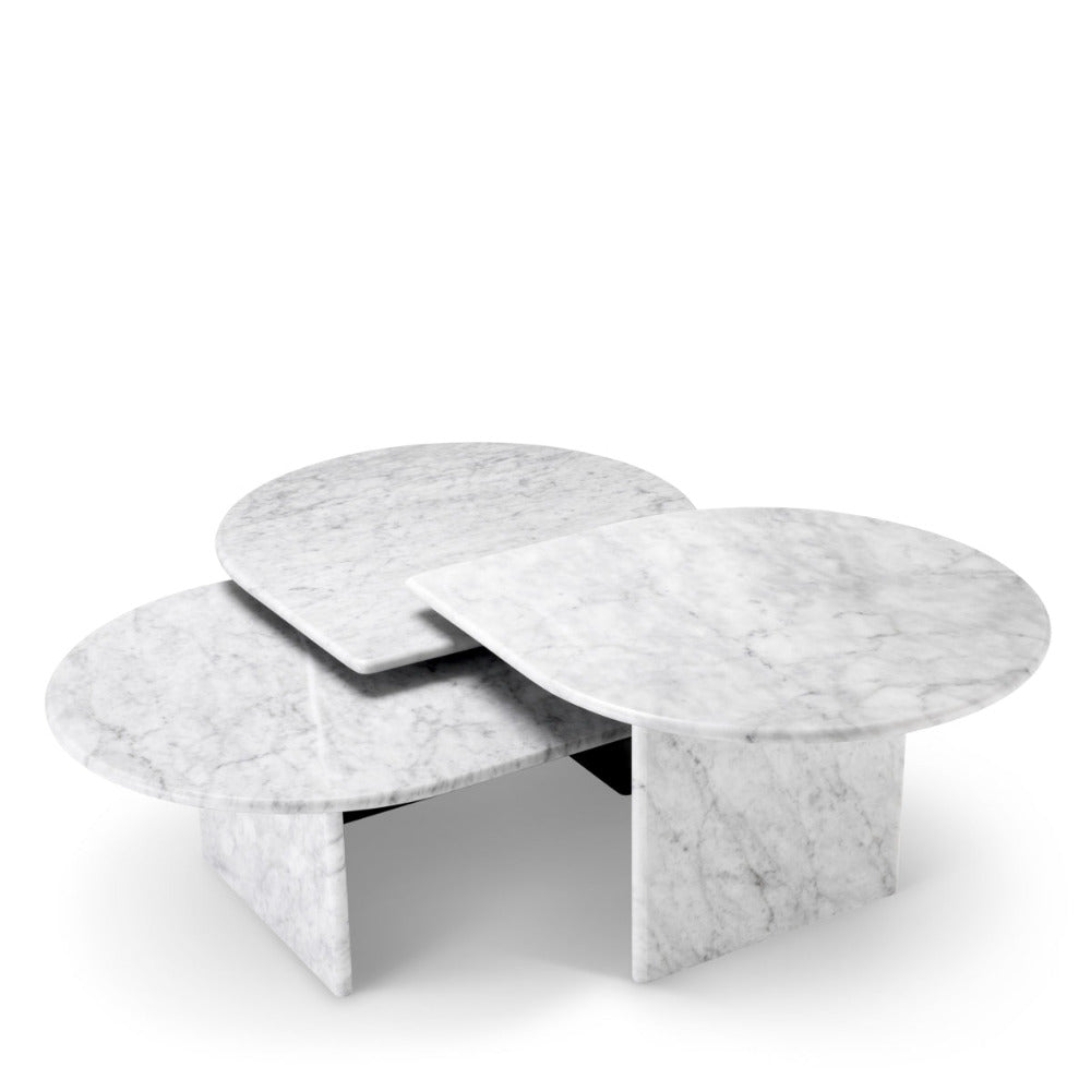 Marble coffee table set on a white background