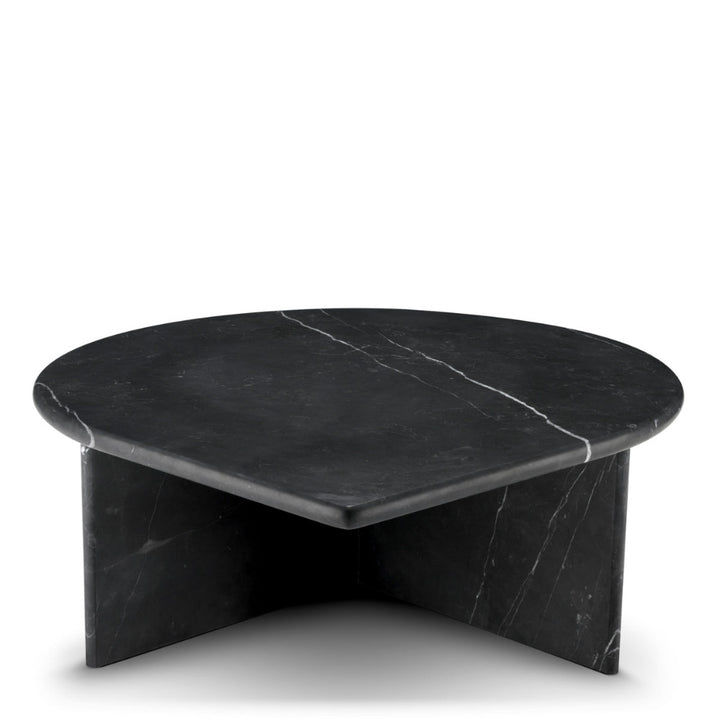 Black marble coffee table on a white background