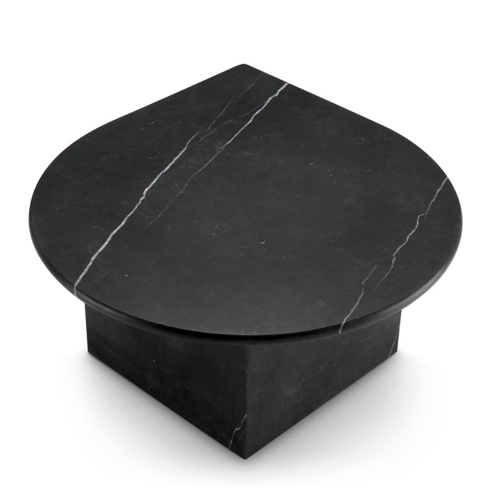 Black marble cylindrical object on a white background