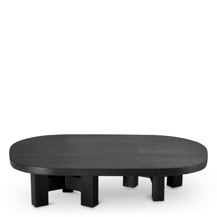 Black round coffee table on a white background