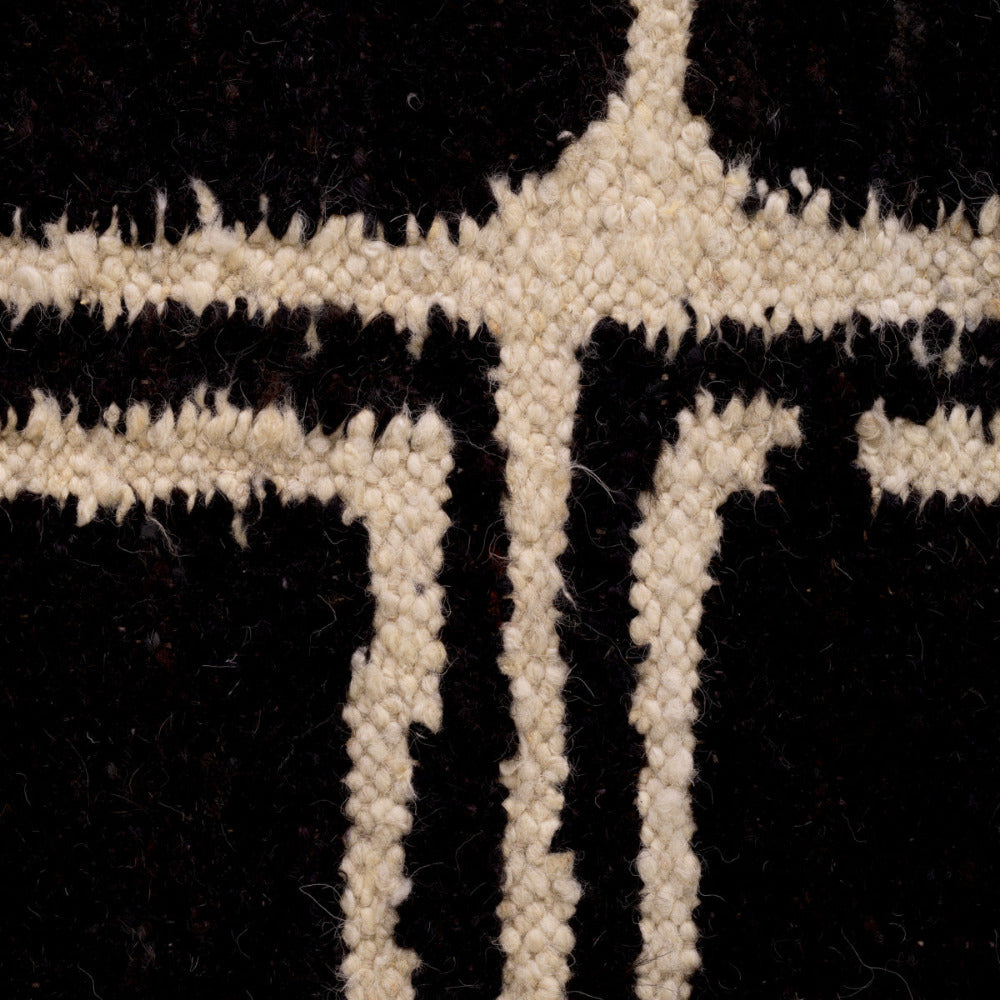 Close-up of a black and white rug