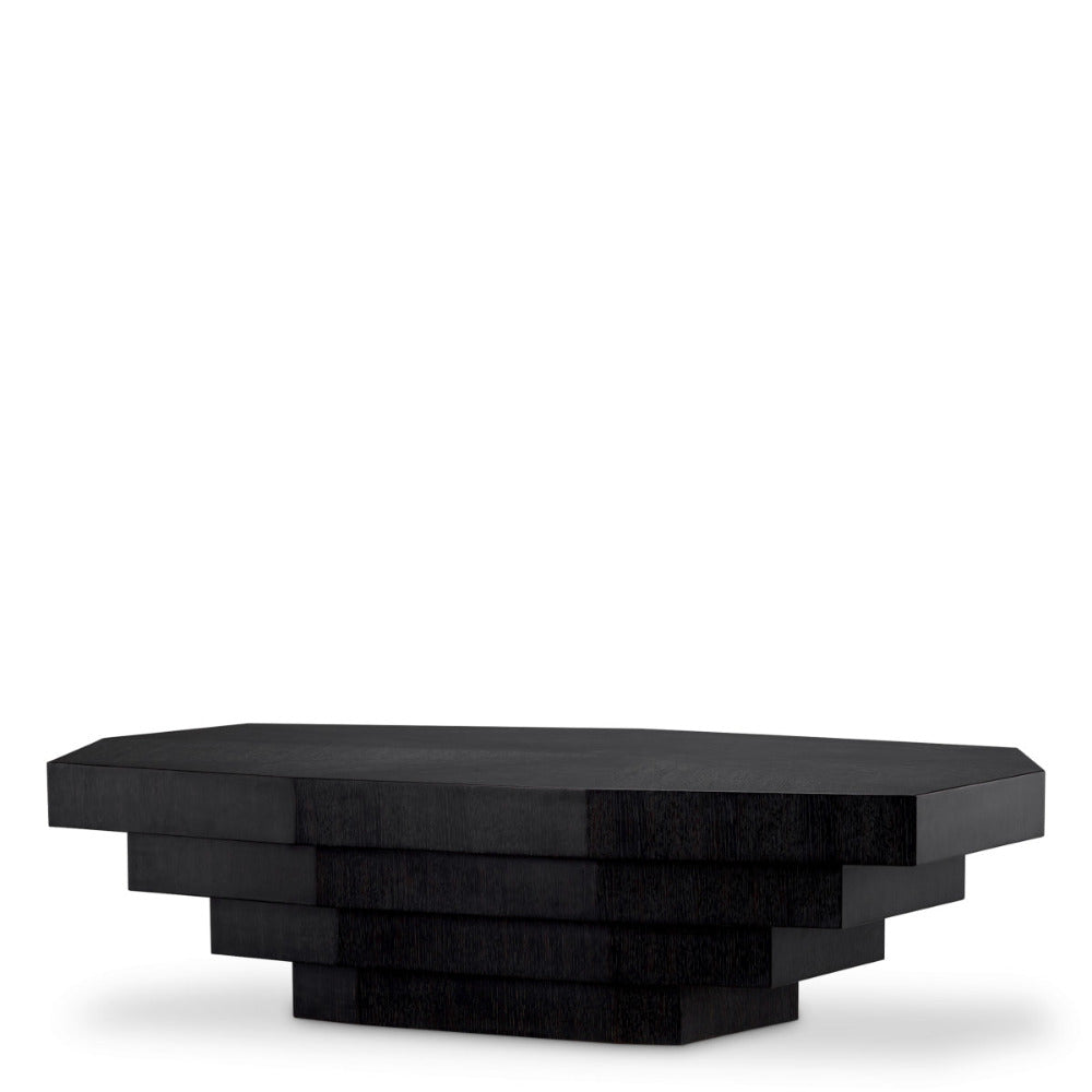 Black rectangular coffee table on a white background