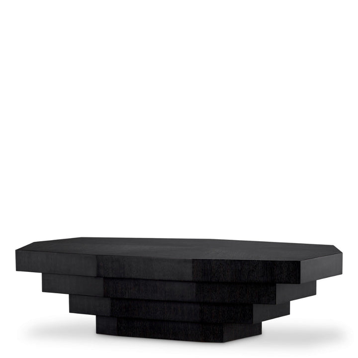 Black rectangular coffee table on a white background