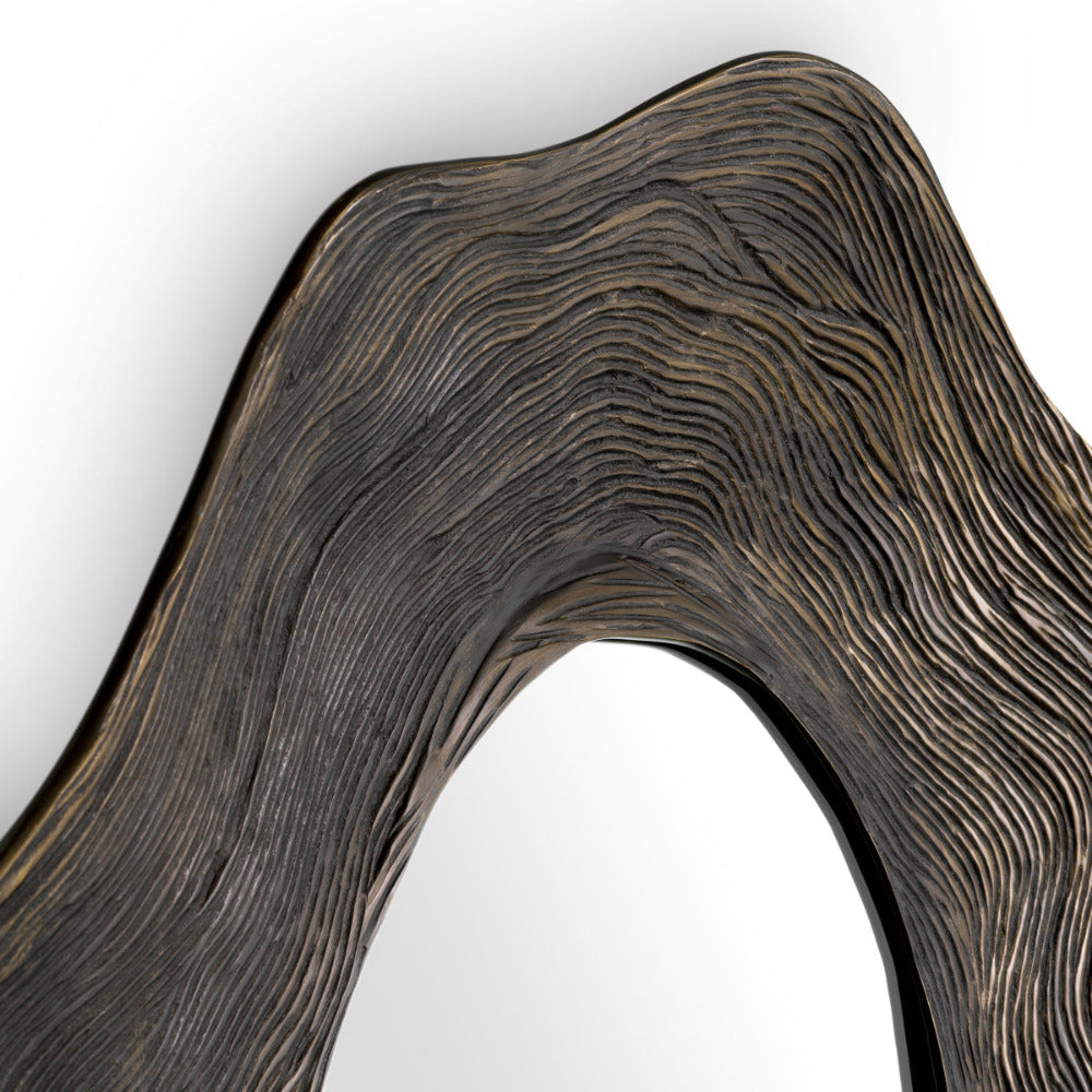 Metal mirror with wavy texture on a white background