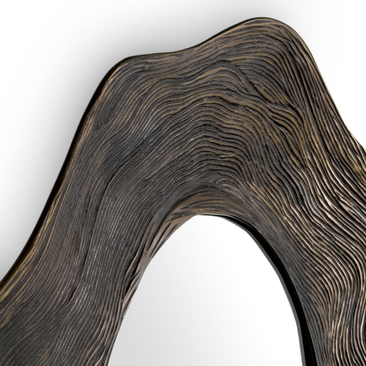 Metal mirror with wavy texture on a white background