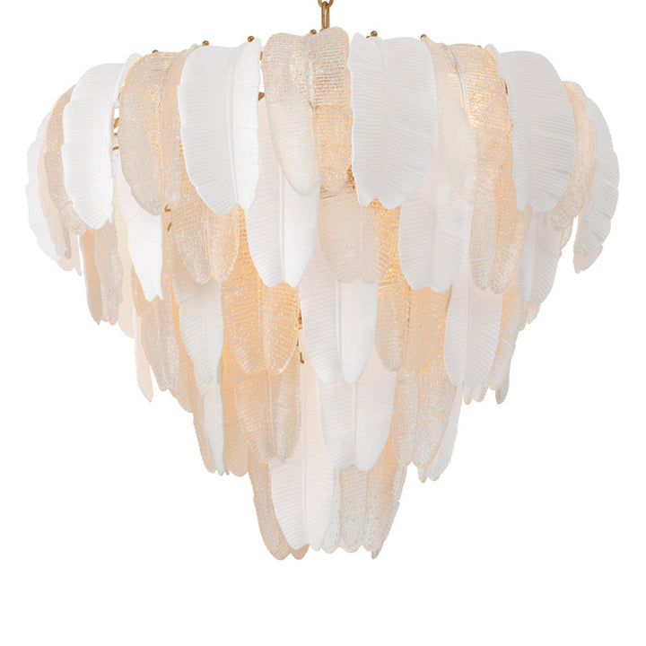 Clear textured glass chandelier on a white background