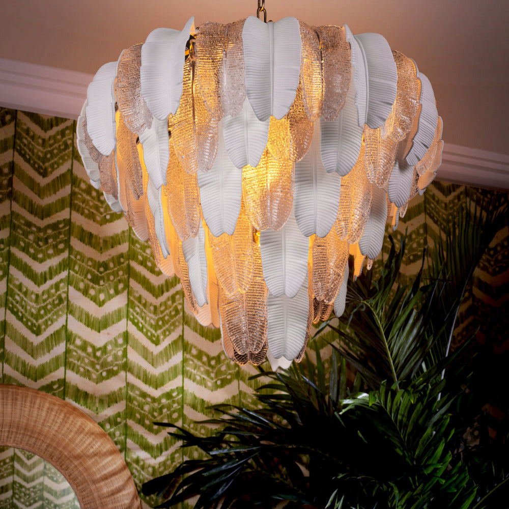 Clear textured glass chandelier