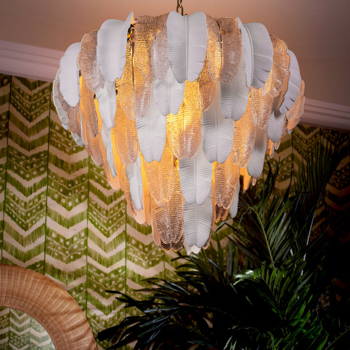 Clear textured glass chandelier