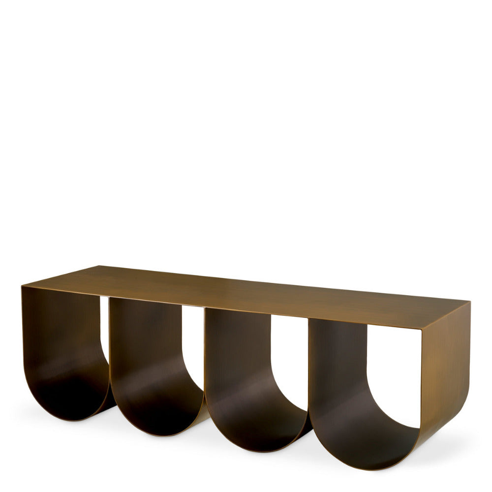 Bronze-colored coffee table on a white background