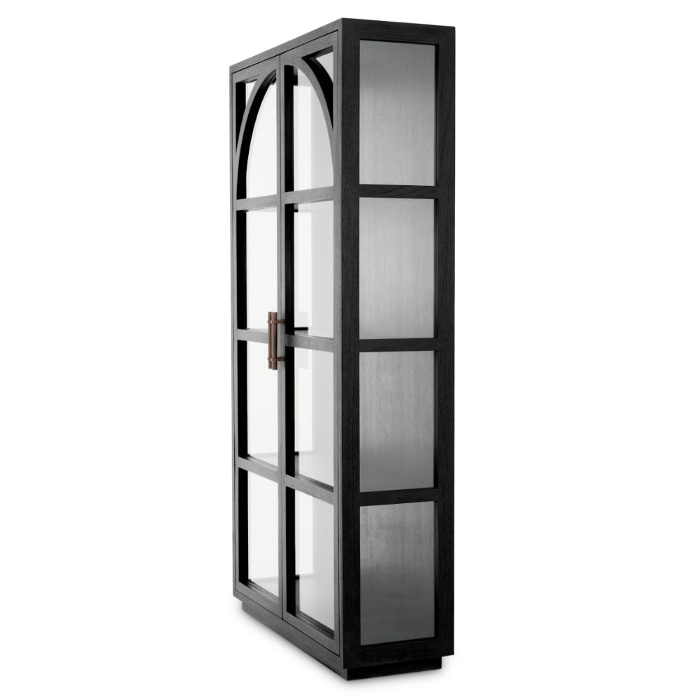 Black glass cabinet on a white background