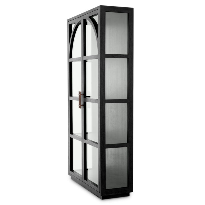 Black glass cabinet on a white background