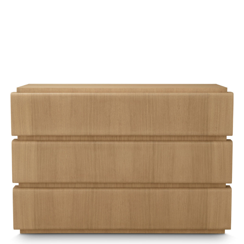 Wooden drawer with a light brown finish on a white background