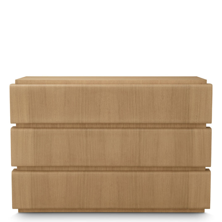 Wooden drawer with a light brown finish on a white background