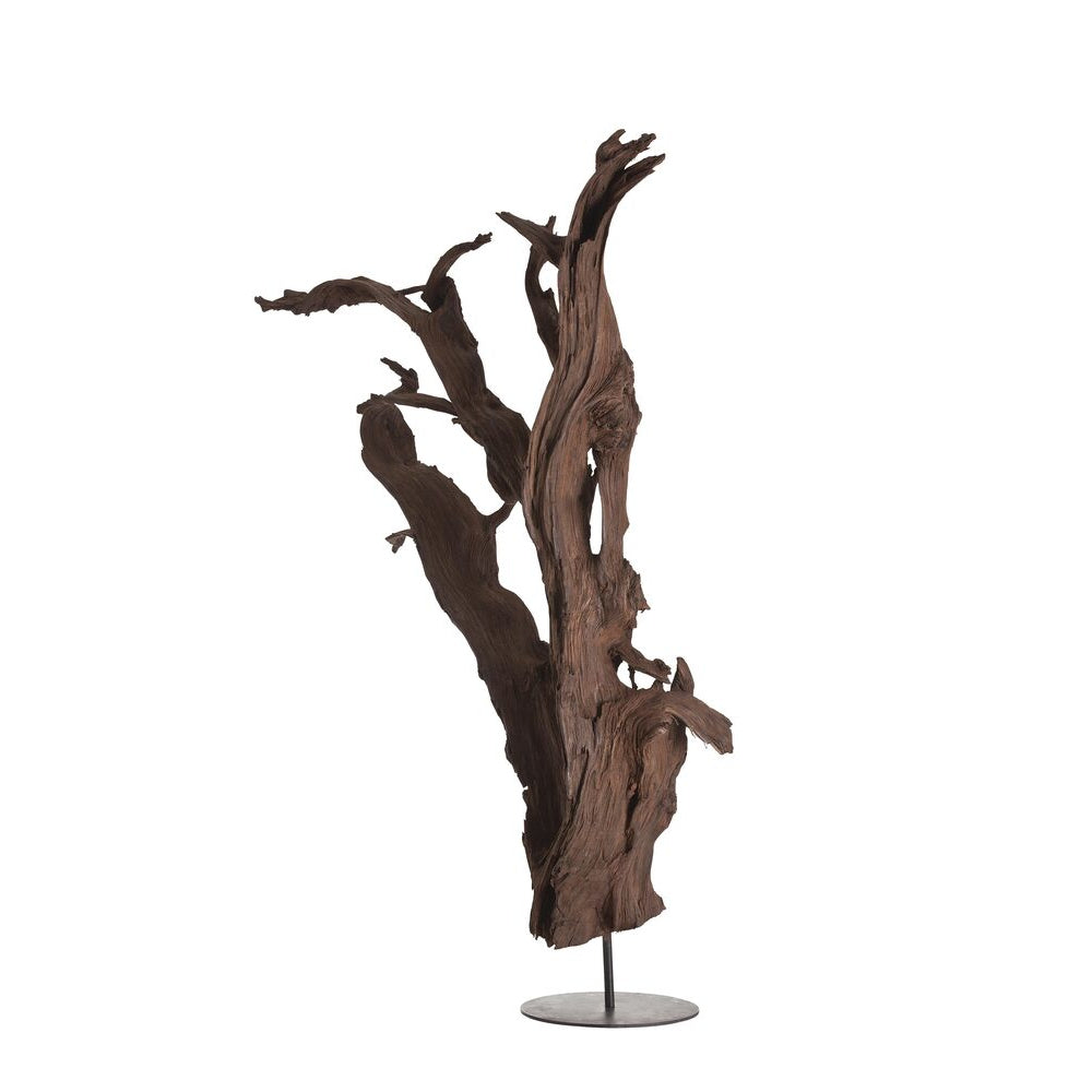 Driftwood sculpture on a white background