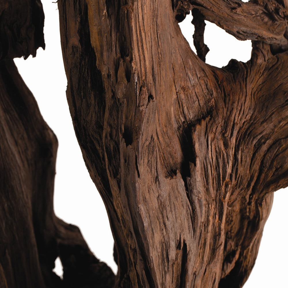 Close-up of a driftwood sculpture
