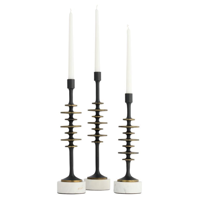 Barcelo Candleholder | Antique Bronze | White | Brass – Small