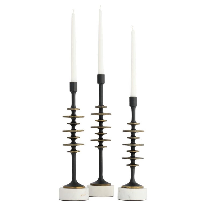 Barcelo Candleholder | Antique Bronze | White | Brass – Small