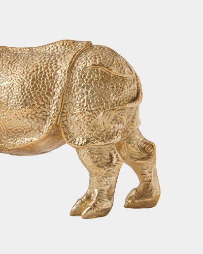 Base detail of the brass rhino sculpture