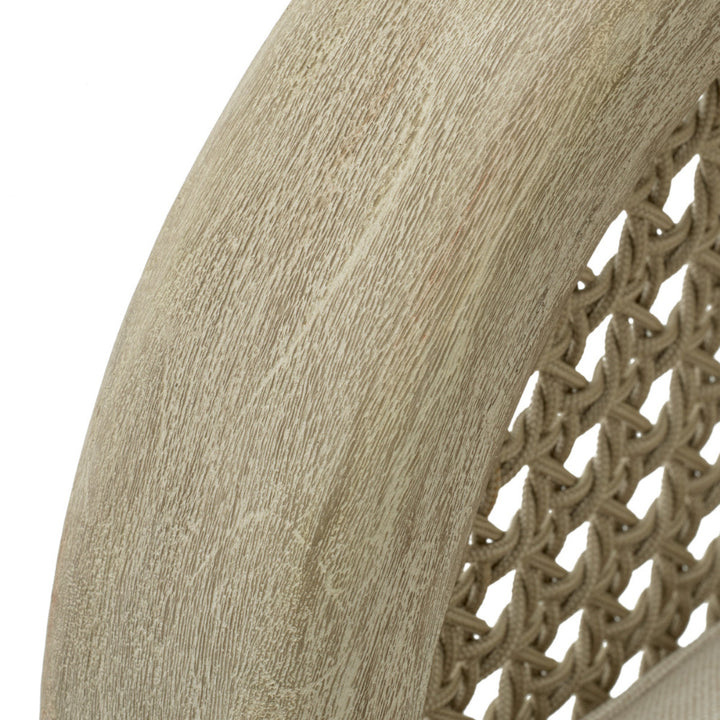 Close-up of a wooden sofa on a white background