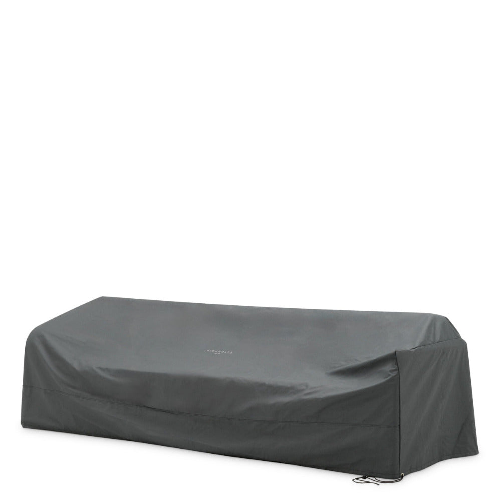 Black outdoor furniture cover on a white background