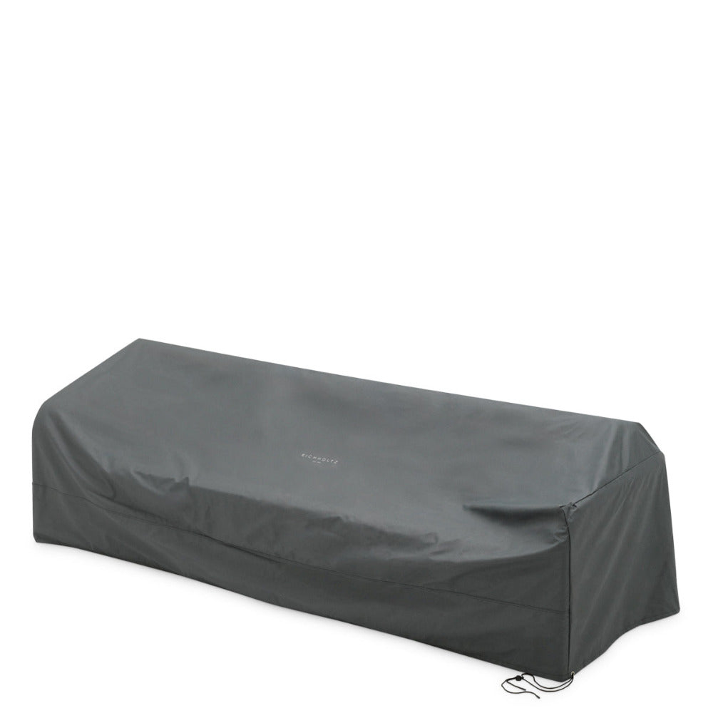 Black outdoor furniture cover on a white background