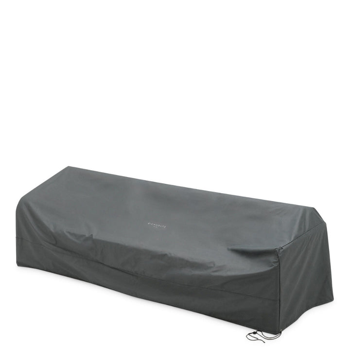 Black outdoor furniture cover on a white background