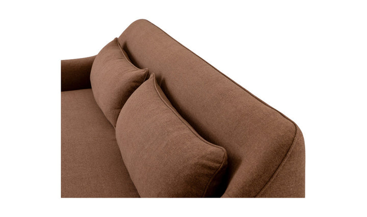 Brown sofa with cushions on a white background