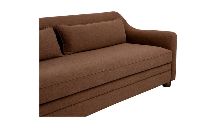 Brown sofa with cushions on a white background