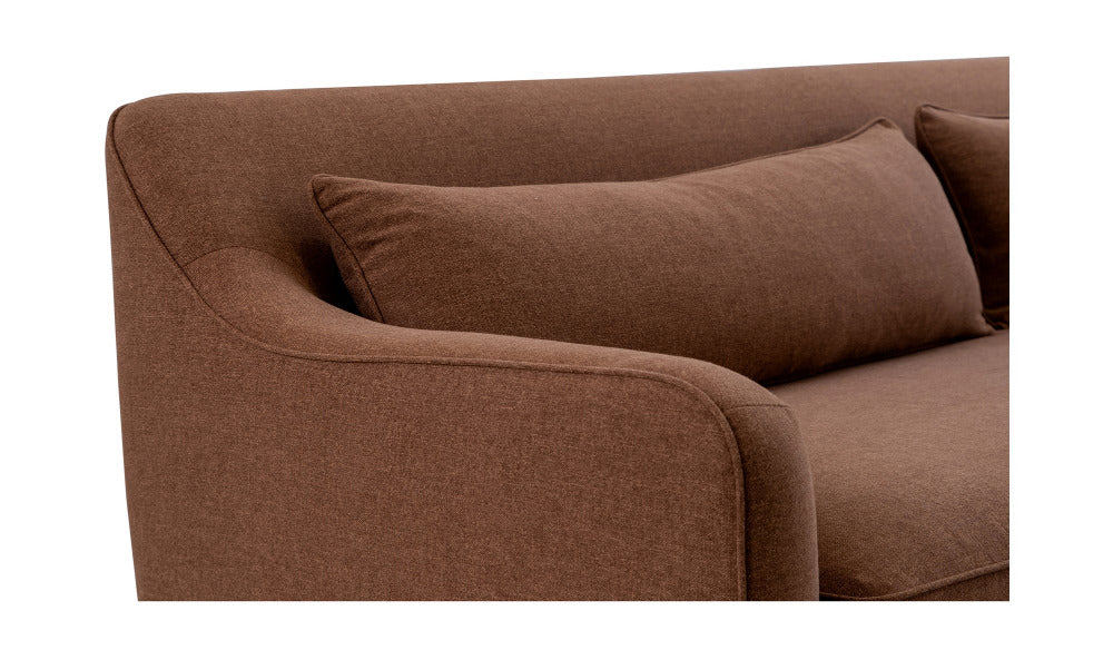 Brown sofa with a pillow on a white background