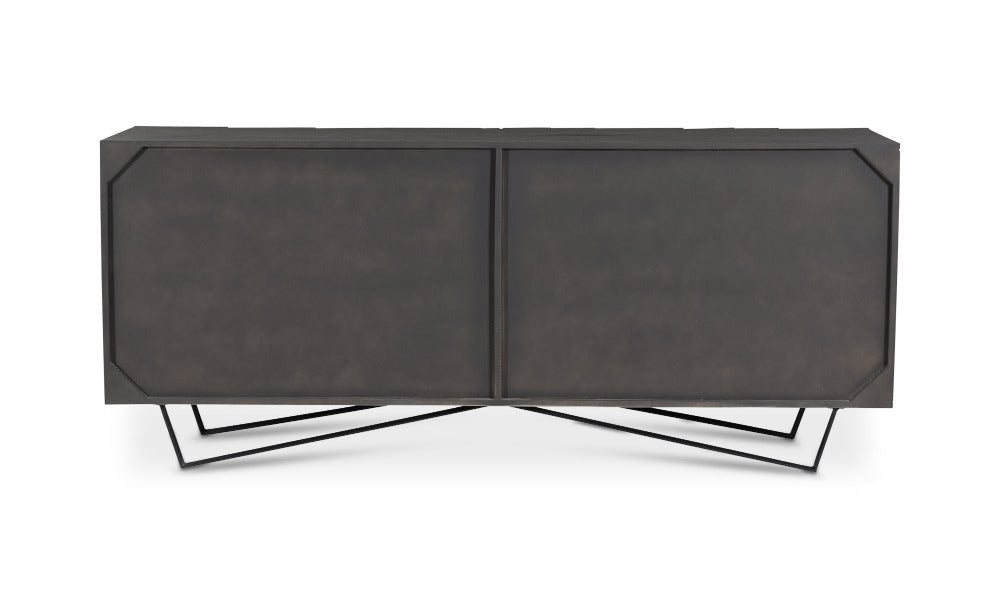 Black sideboard with a minimalist design on a white background
