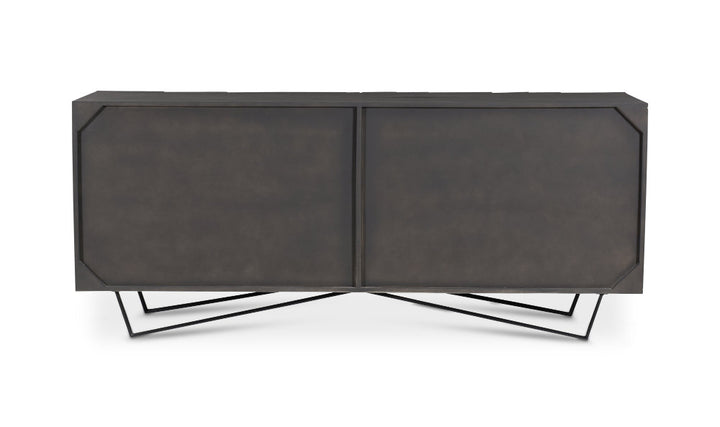 Black sideboard with a minimalist design on a white background