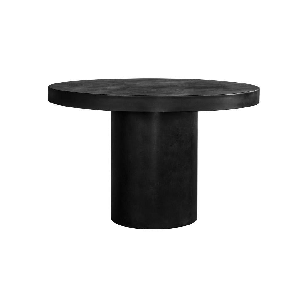 Black round table on a white background
