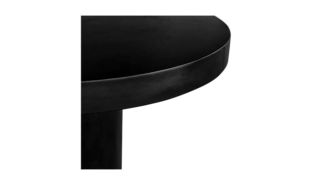 Black round table on a white background