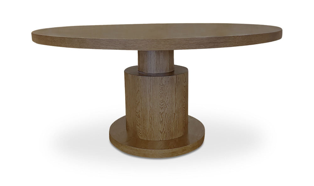 Wooden round table on a white background