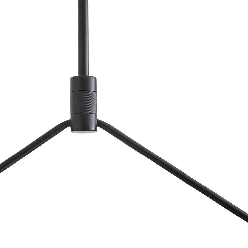 Modern black pendant light fixture on a white background