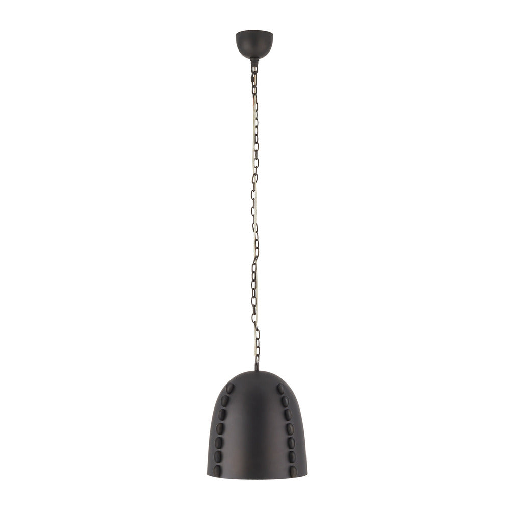 Black pendant light with chain on a white background