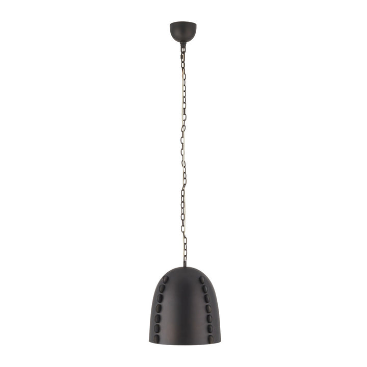 Black pendant light with chain on a white background