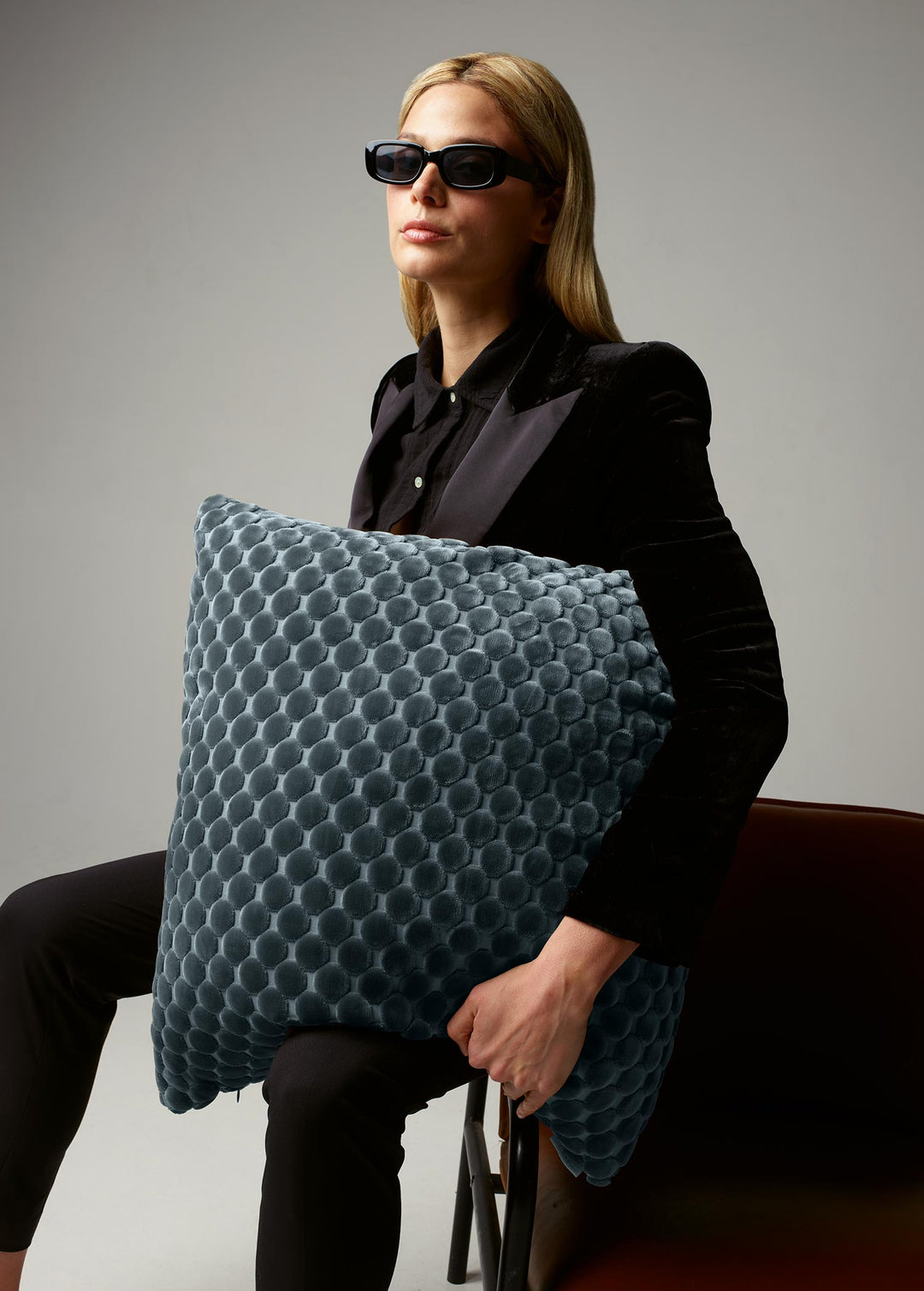 Dance Pacific pillow styled in an interior