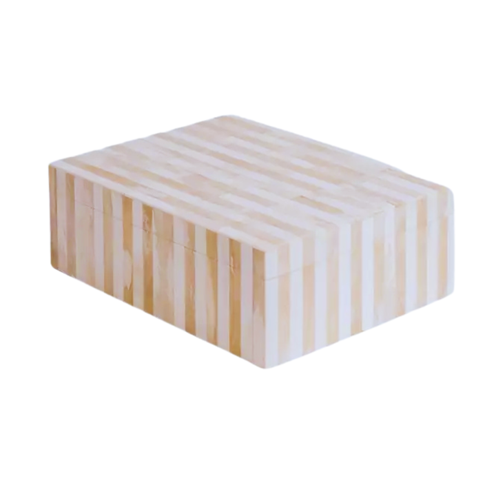 Rectangular box with striped pattern on a white background