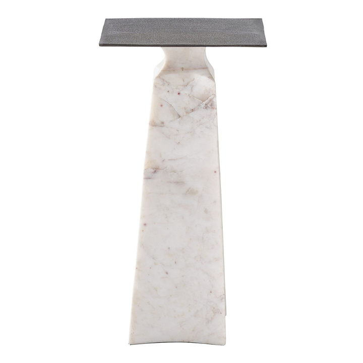 Figuration Side Table with Marble Base 22-Inch Modern Accent Table