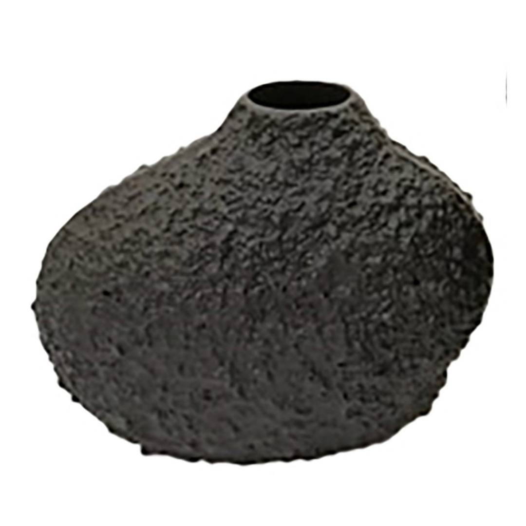 Textured Black Cast Aluminum Vase – Elegant Decorative Accent for Home or Office
