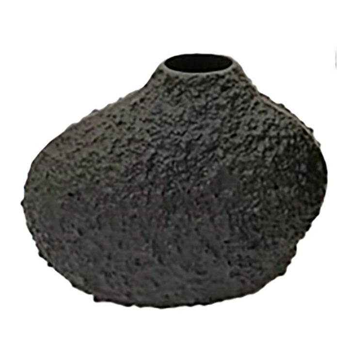 Textured Black Cast Aluminum Vase – Elegant Decorative Accent for Home or Office