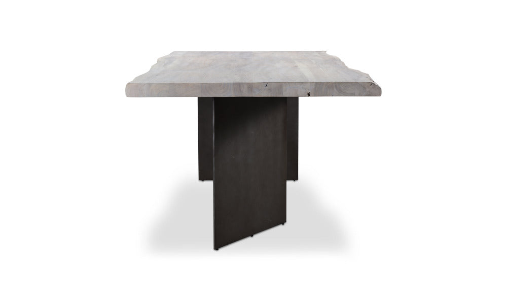 Modern table with a black base on a white background